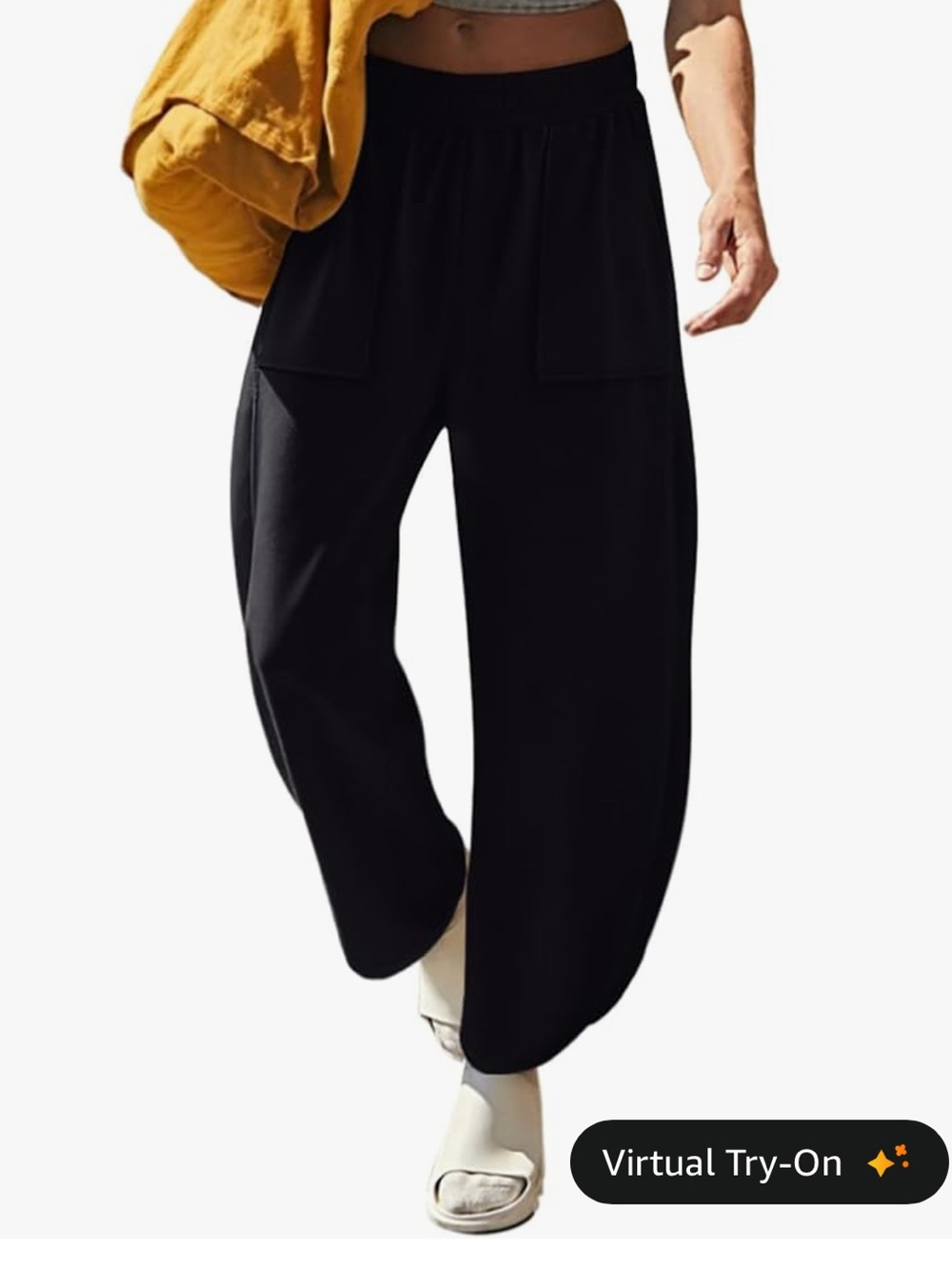 Amazon LASLULU Womens Baggy Wide Leg Sweatpants Barrel Leg, Black, Medium